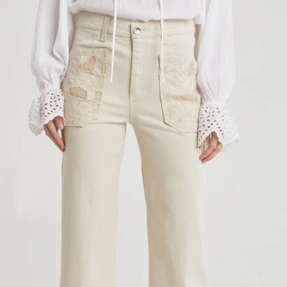 Ramy Brook Talia Pant Lace Pockets Boho Wide Leg NWT Retail $395 Size 4 - Picture 3 of 6